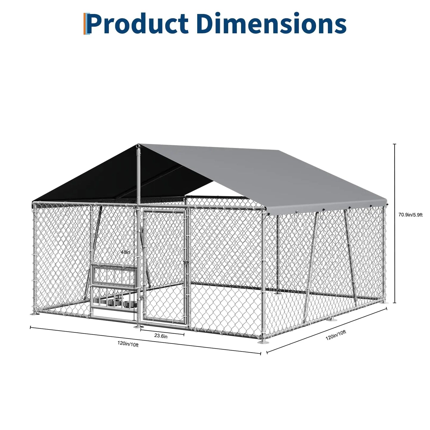 DishyKooker Outdoor Dog Kennel Enclosure With Waterproof Roof