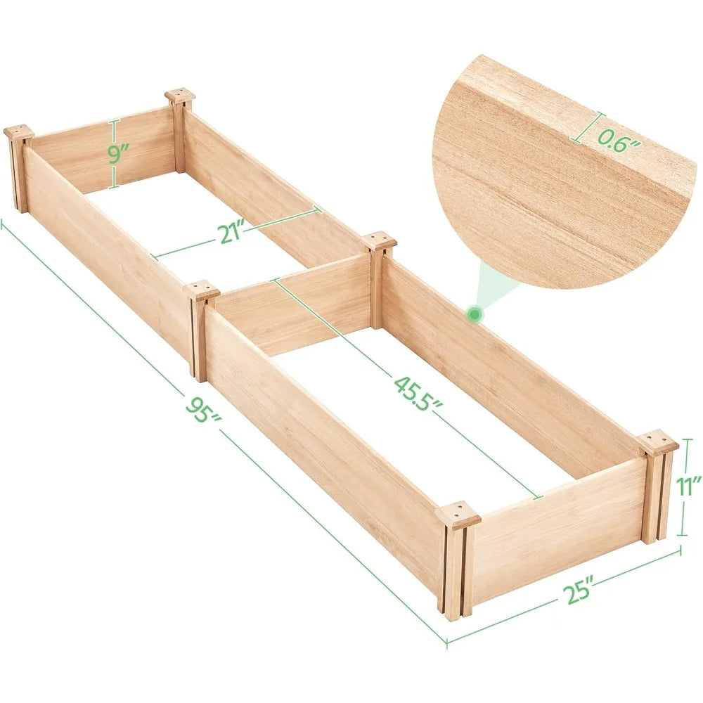 Wooden Raised Garden Bed Divisible Planter For Flowers Vegetables Herbs