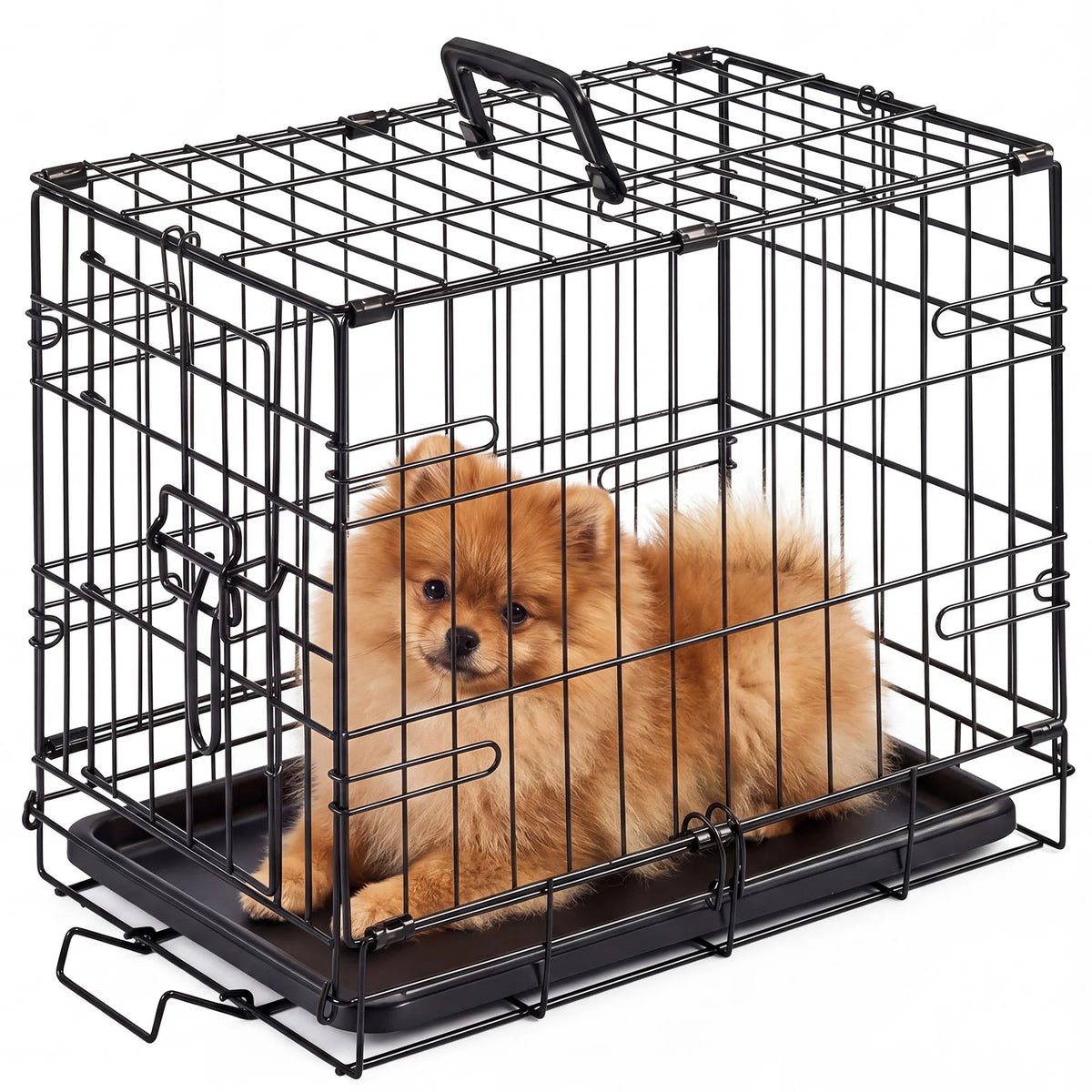 JHK Single Door Metal Dog Crate With Foldable Removable Tray