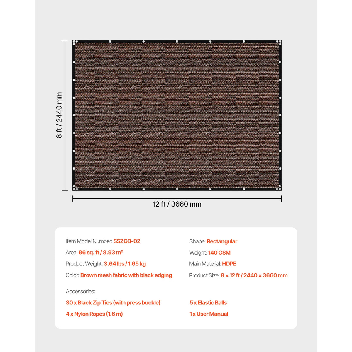 SucceBuy Heavy Duty Sun Shade Cloth Hdpe Outdoor Canopy