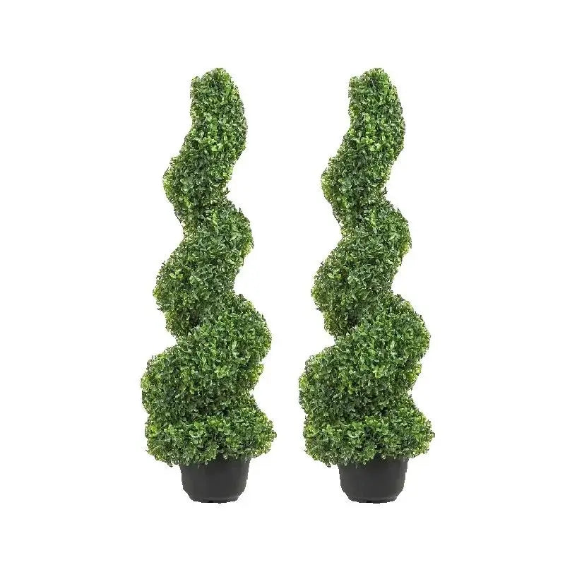 Artificial Boxwood Spiral Topiary Tree Outdoor Decor PE Plastic