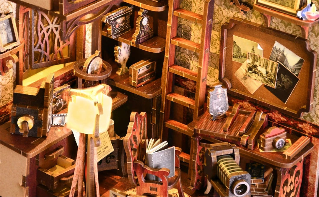 DIY Wooden Puzzle Miniature House Kit For Bookshelf Decor