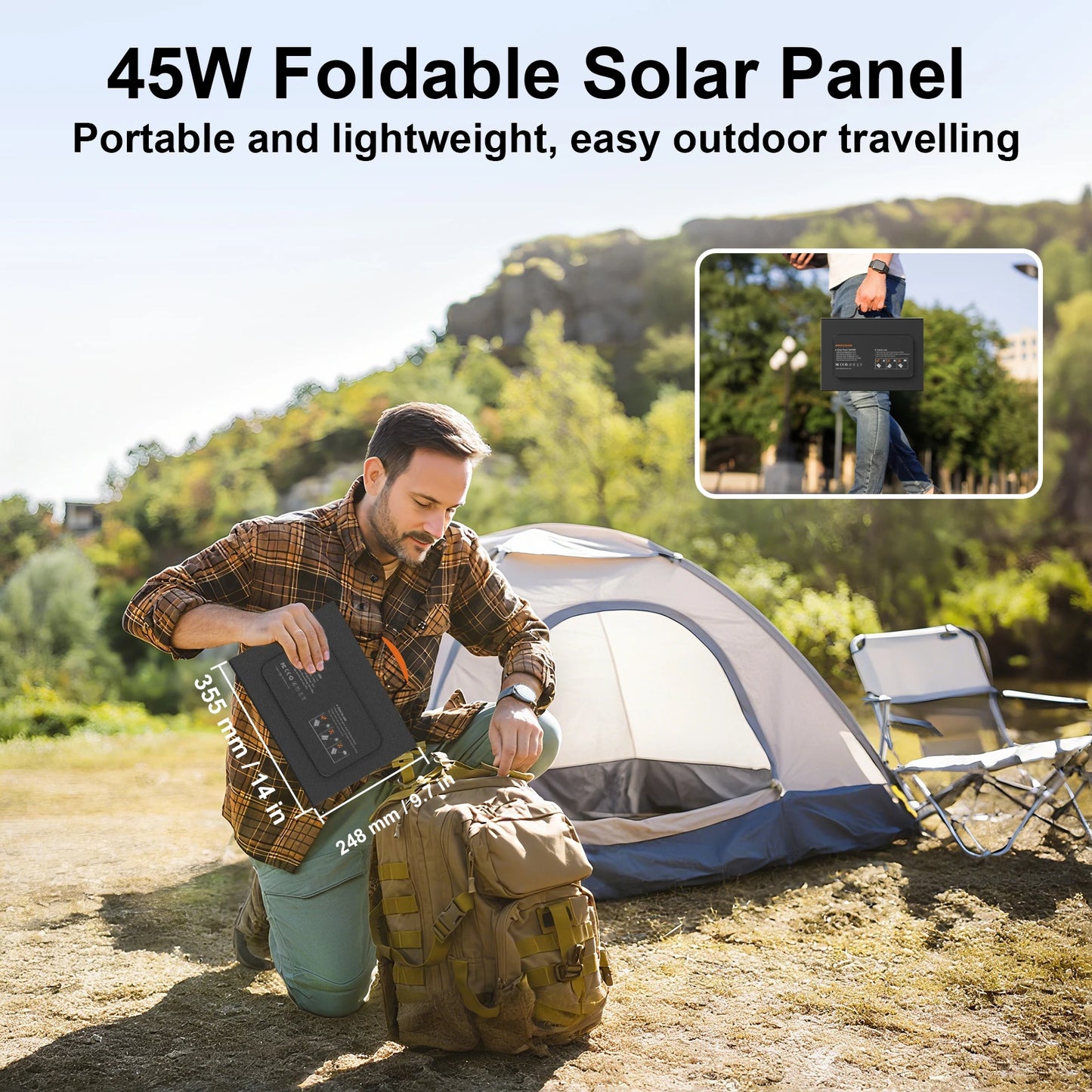 MHPOWOS 42W Solar Panel Charger For Phone Hiking Cam