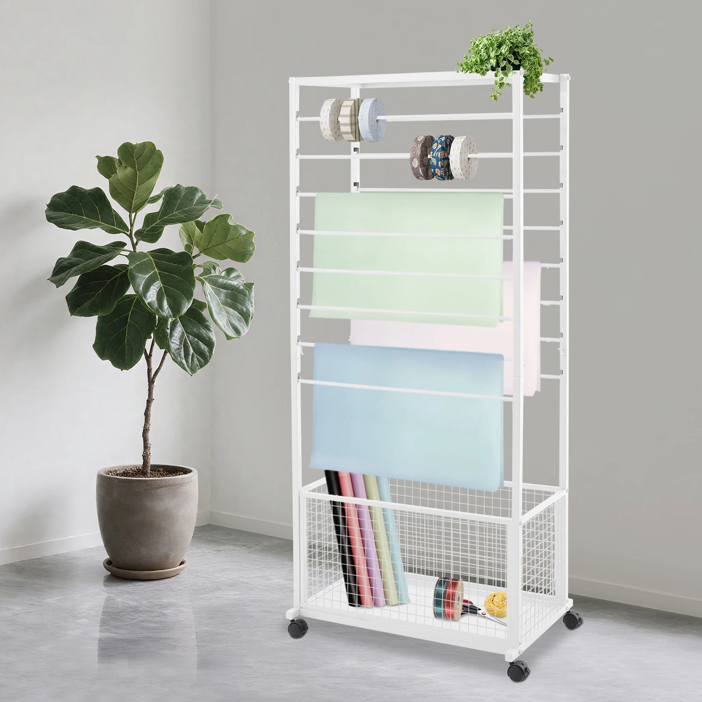 Ribbon Organizer Rack With Top Shelf 16 Layer Display Storage