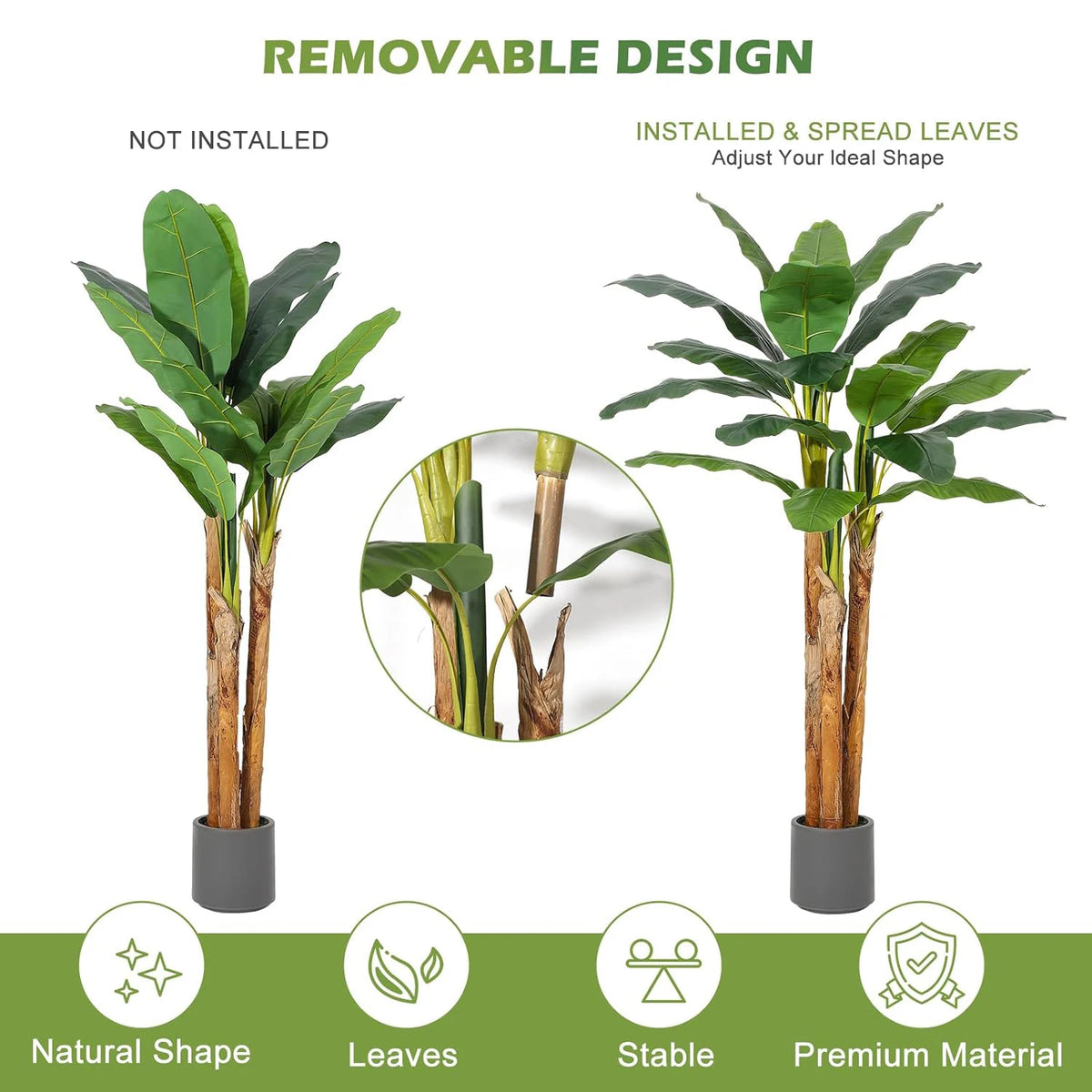 HiMiss Artificial Banana Tree For Indoor Outdoor Home Decor
