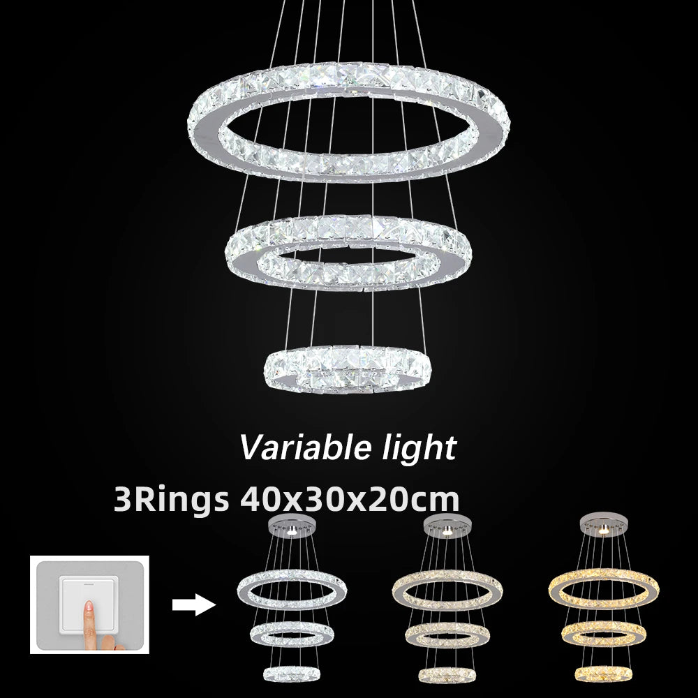 GreeLustr Modern Crystal Chrome LED Pendant Chandelier Light