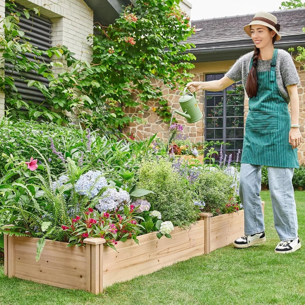 Wooden Raised Garden Bed Divisible Planter For Flowers Vegetables Herbs