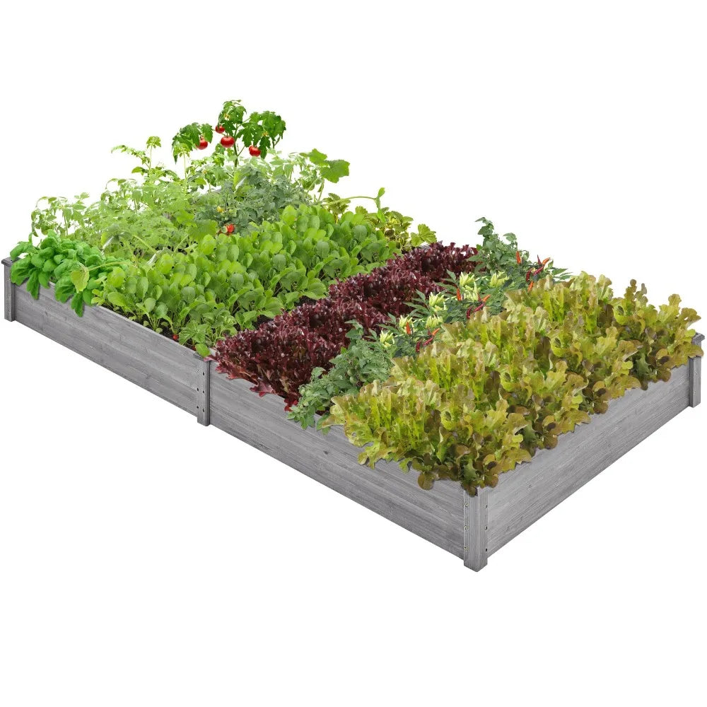 Wooden Raised Garden Bed Divisible Planter For Flowers Vegetables Herbs