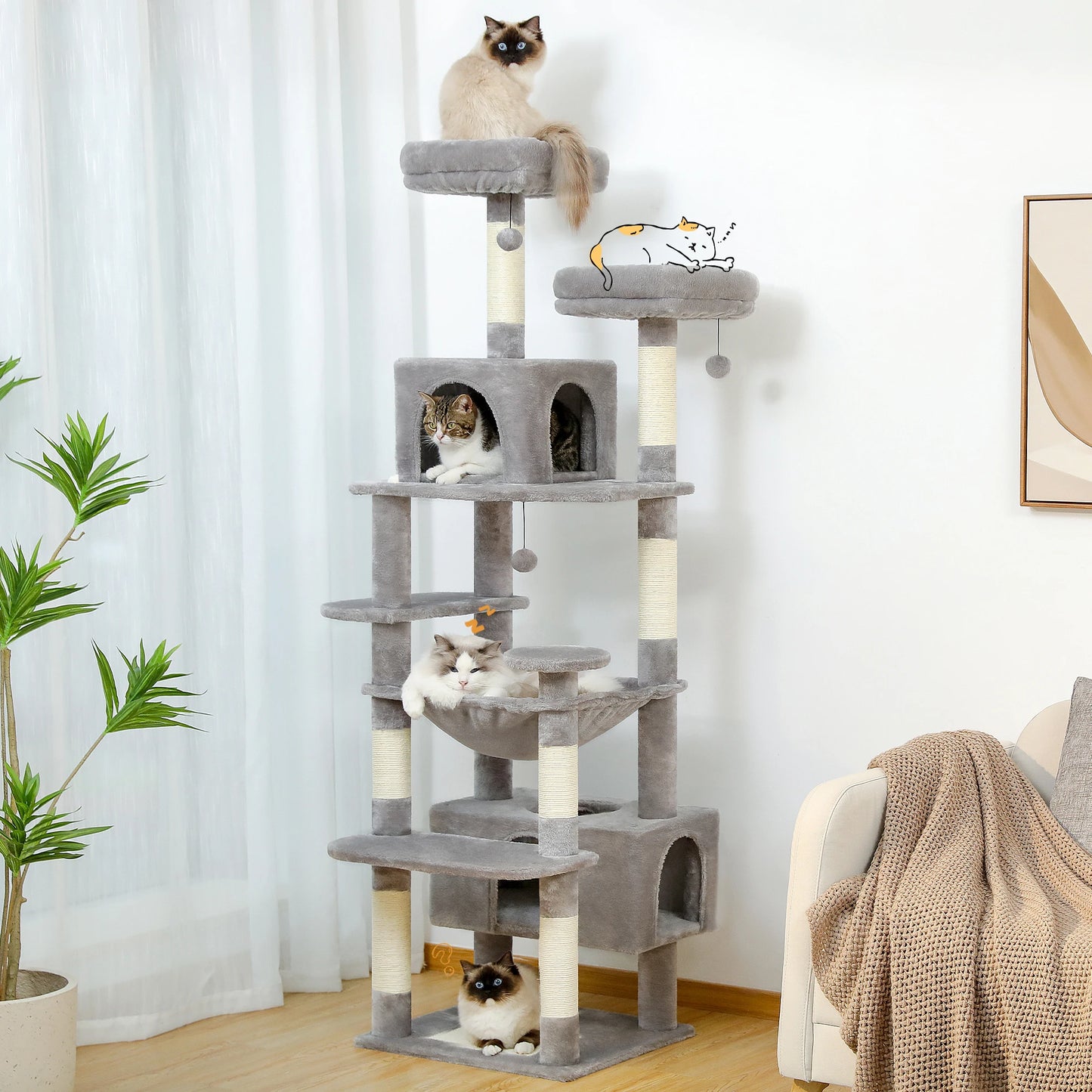 PAWZ Road Cat Tree and Tower for Indoor Cats With Sisal Scratching Posts