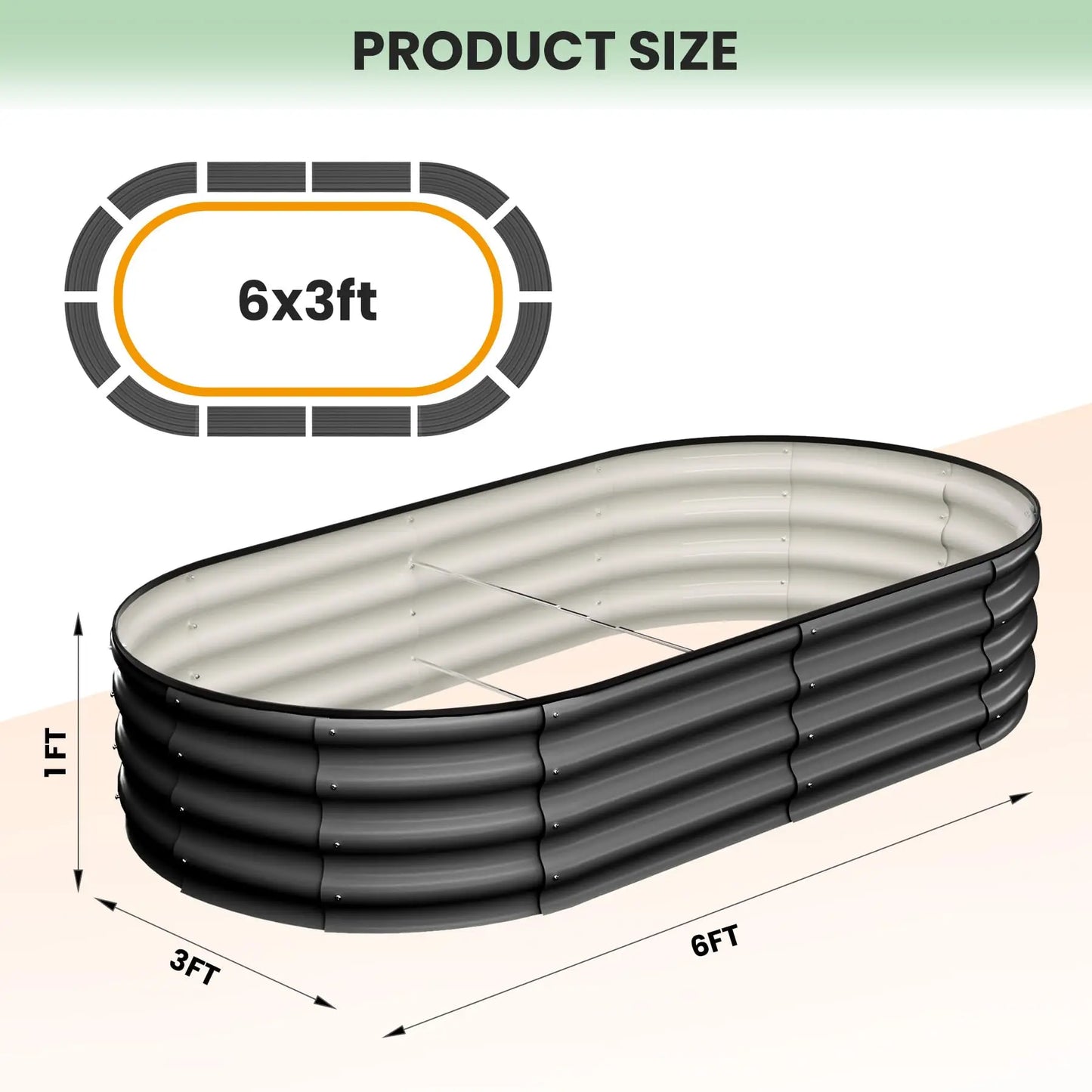 HiMISS Two Pack Oval Galvanized Steel Raised Garden Bed
