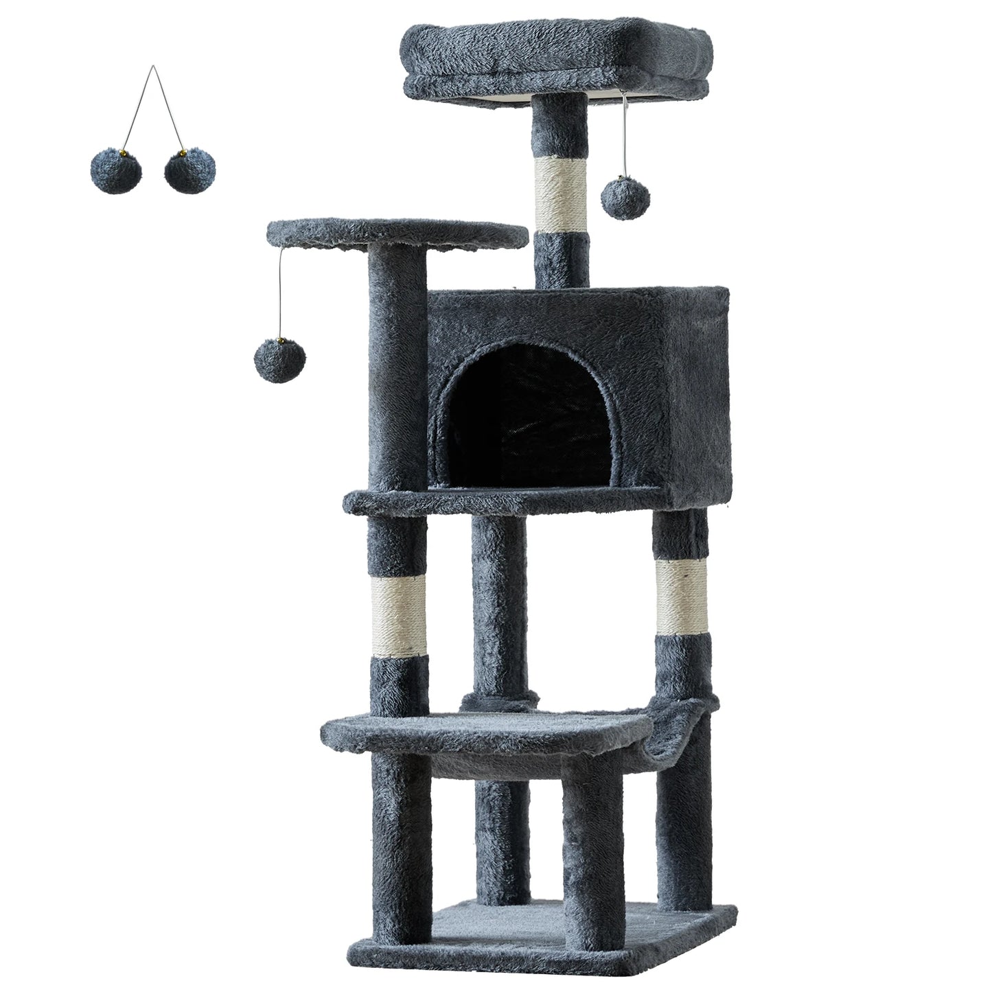 JHK Cat Tree Tall MultiCat Climbing Tower Natural Sisal Posts