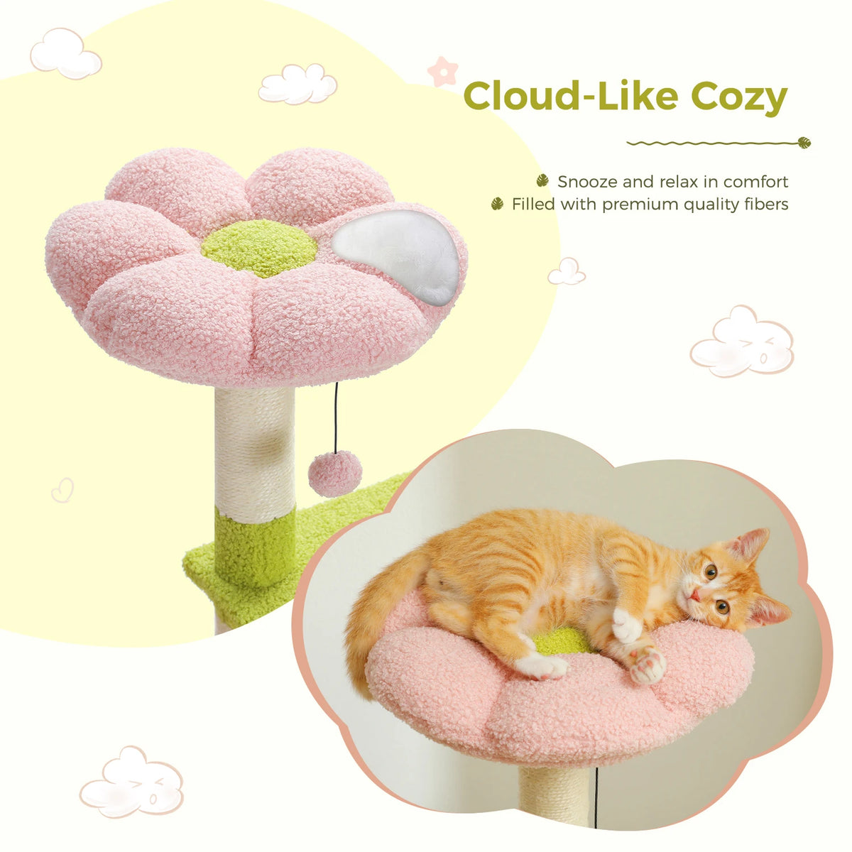 PAWZ Road Flower Cat Tree Multi-Level Tower With Scratching Posts