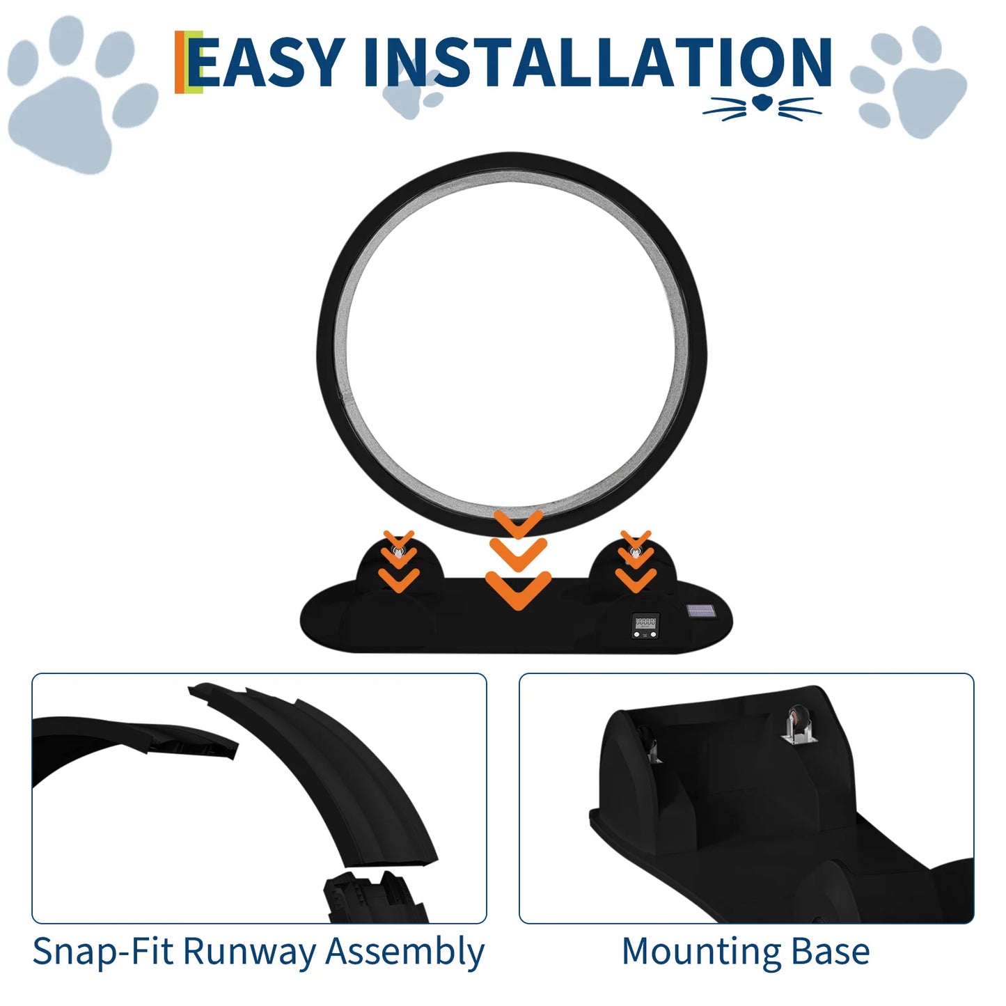 HiMISS Cat Exercise Wheel Super Quiet Run Wheel With Pedometer Removable Mat