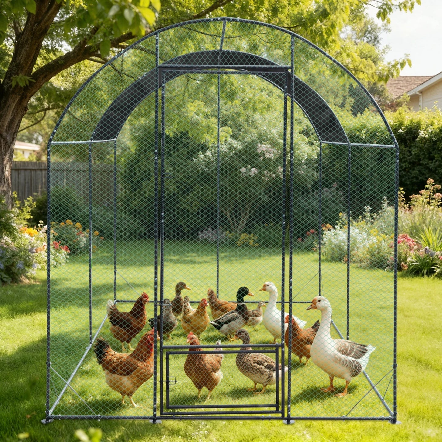 BINGOPAW Metal Walk In Chicken Coop With Nylon Netting