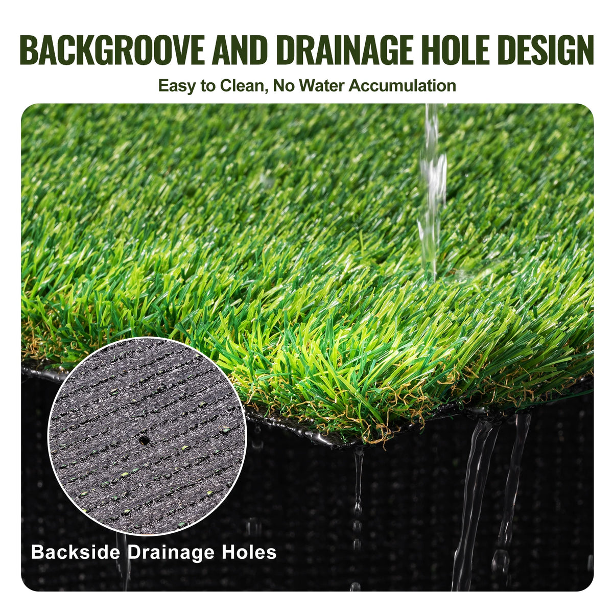 Artificial Grass Rug Outdoor Patio Door Mat Drainage Holes