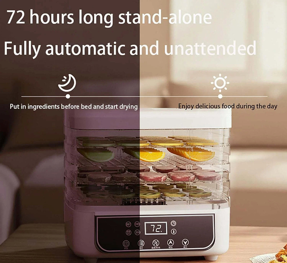 5 Layer Household Food Dehydrator With Adjustable Temperature And Touch Control