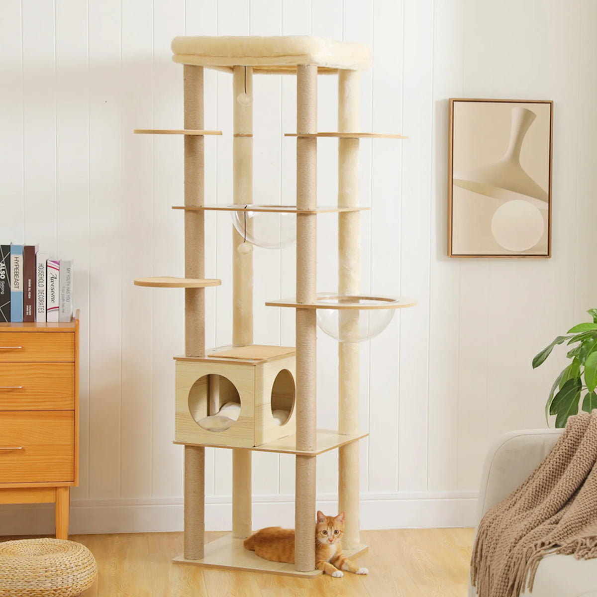 PAWZ Ro Multilevel Cat Tree With Scratching Posts And Hammock