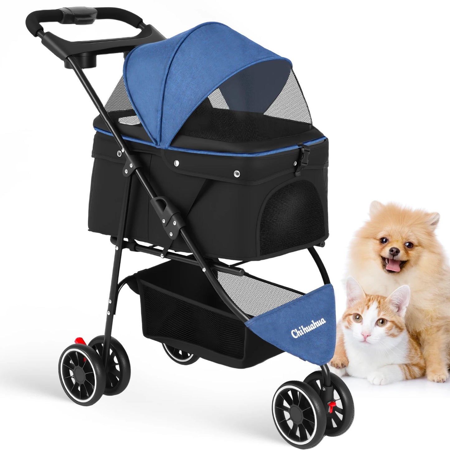 Chihuahua Pet Stroller Portable Foldable Carrier For Small Pets