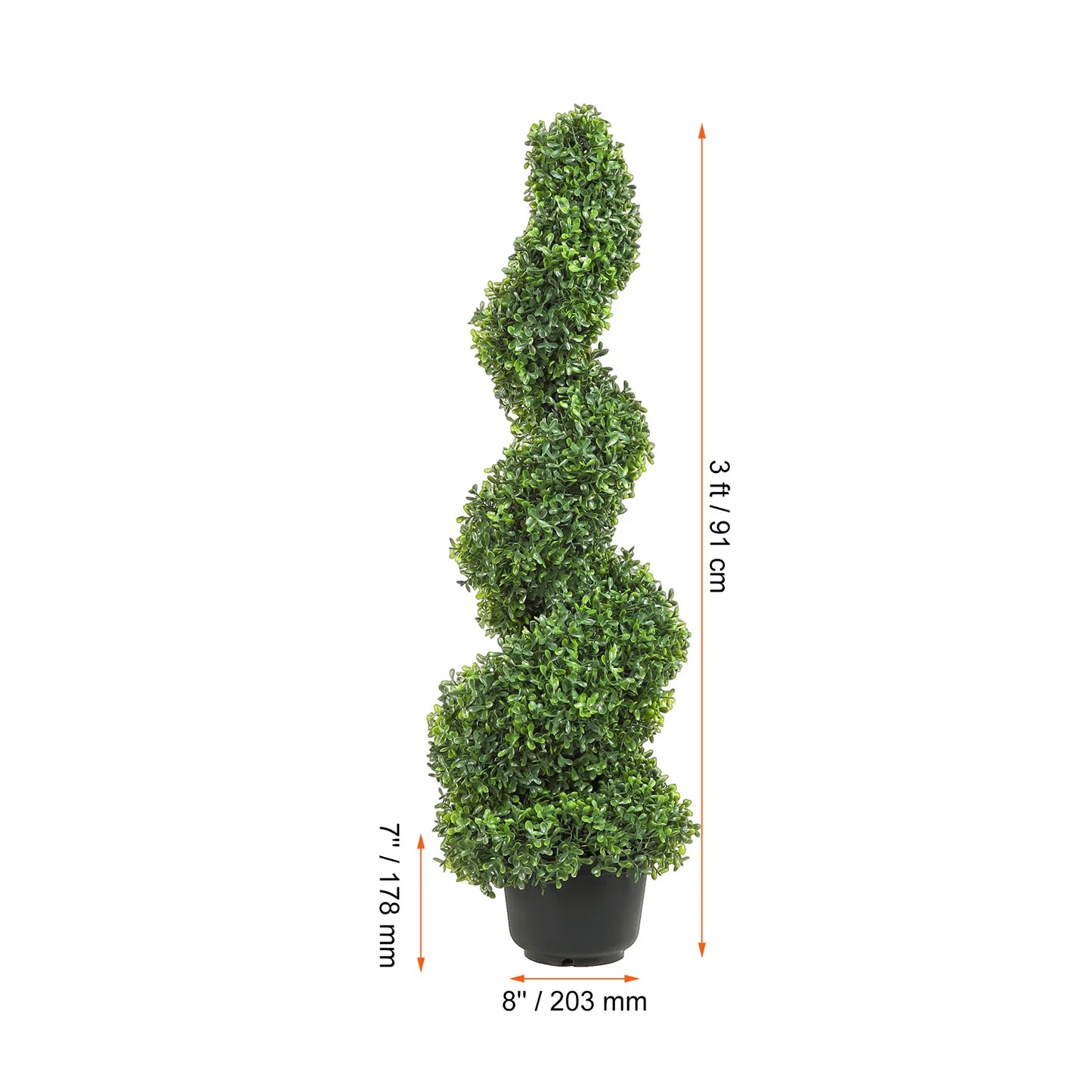 Artificial Boxwood Spiral Topiary Tree Outdoor Decor PE Plastic