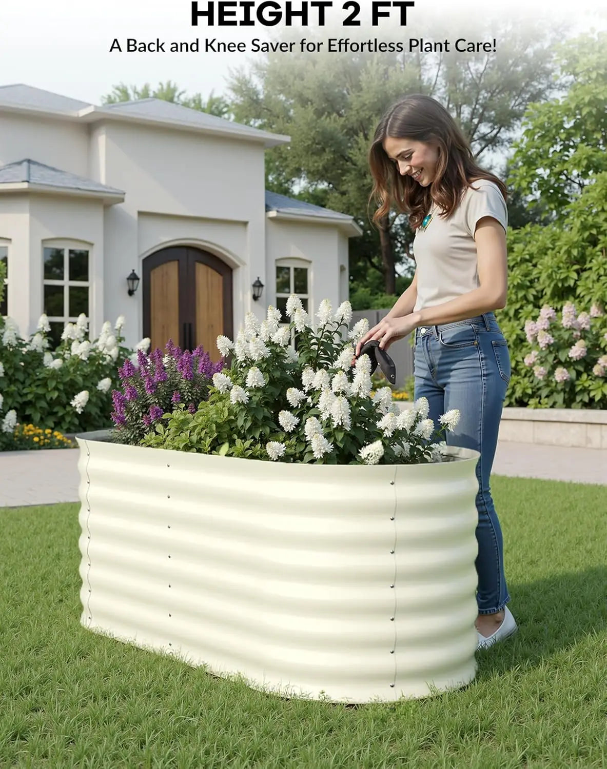 TWISTER.CK Galvanized Raised Garden Bed Kit Open Bottom Planter Vegetables
