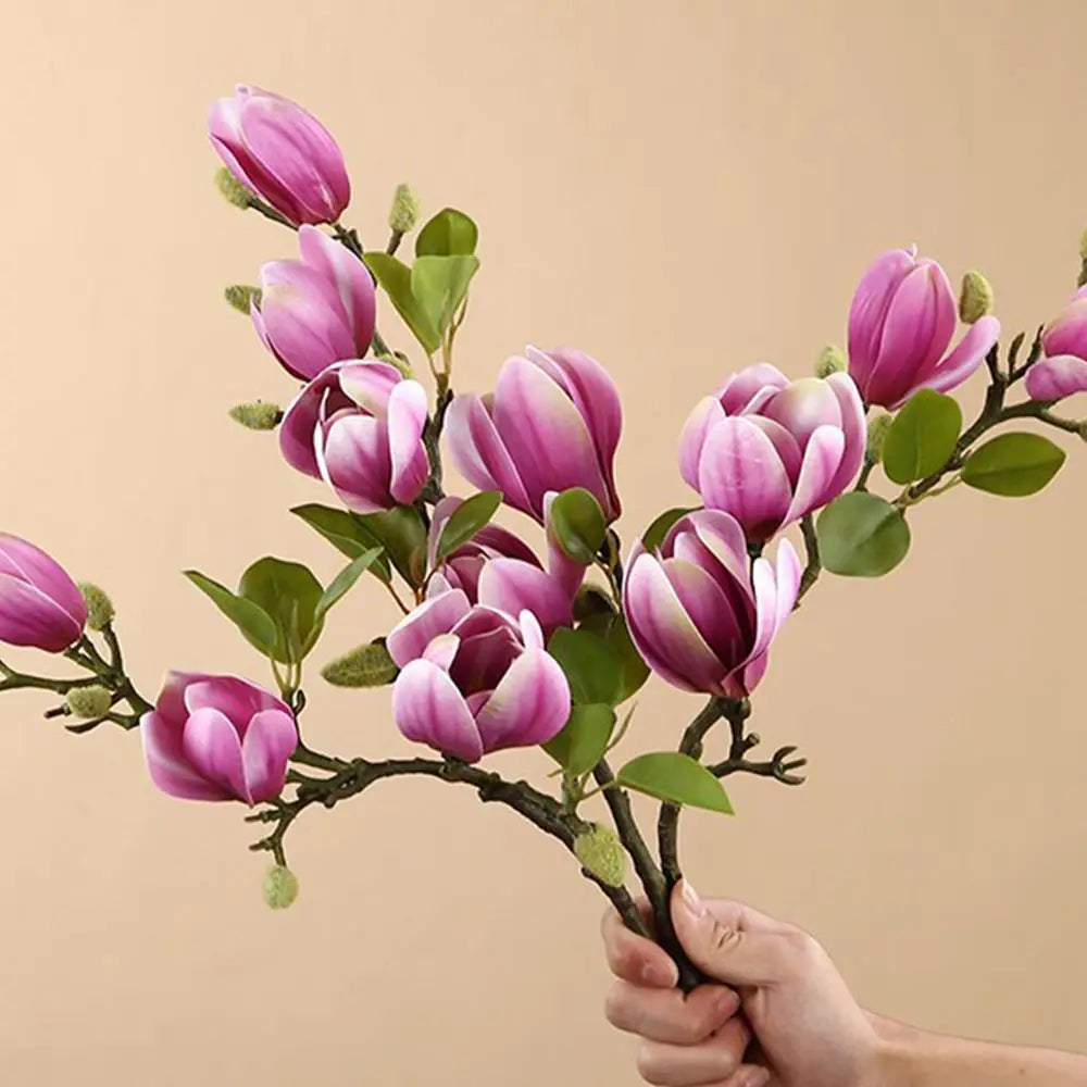 Artificial Silk Magnolia Bouquet For Wedding And Bridal Decor