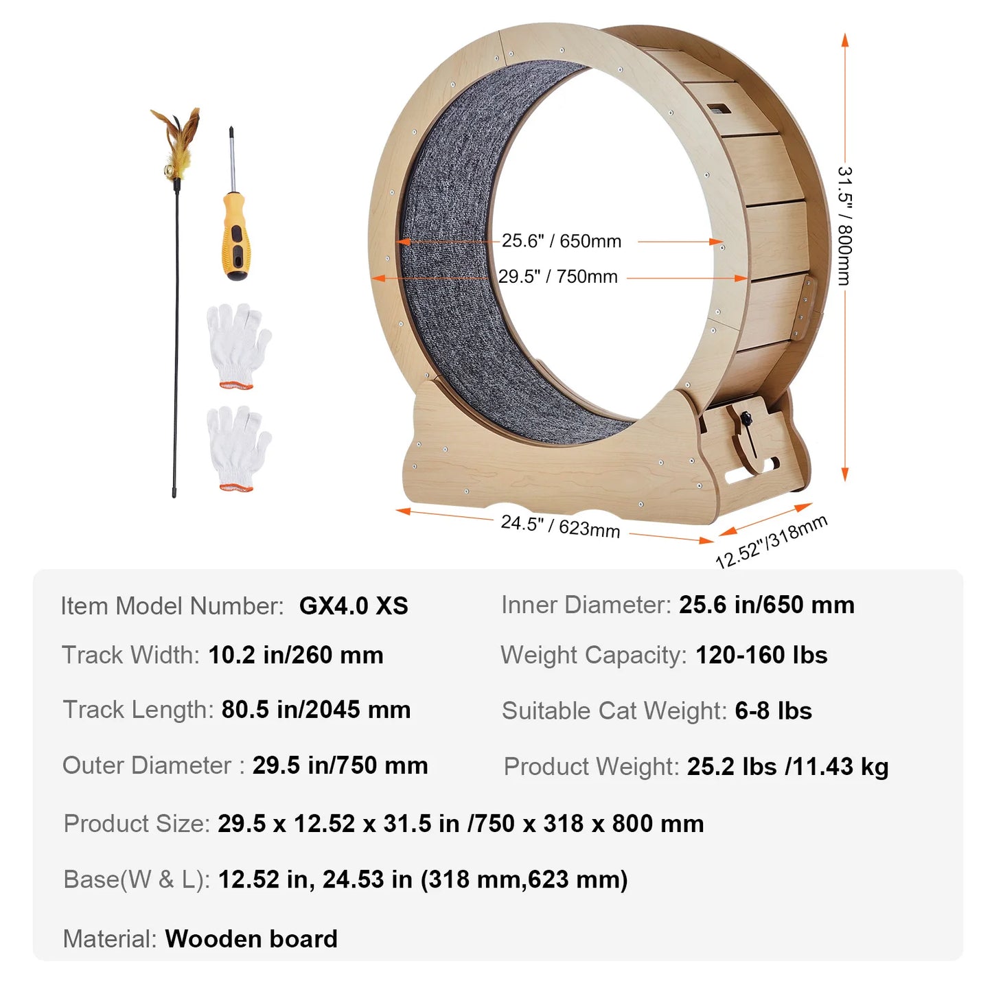 SucceBuy Wooden Cat Exercise Wheel Large Indoor Treadmill Wheel