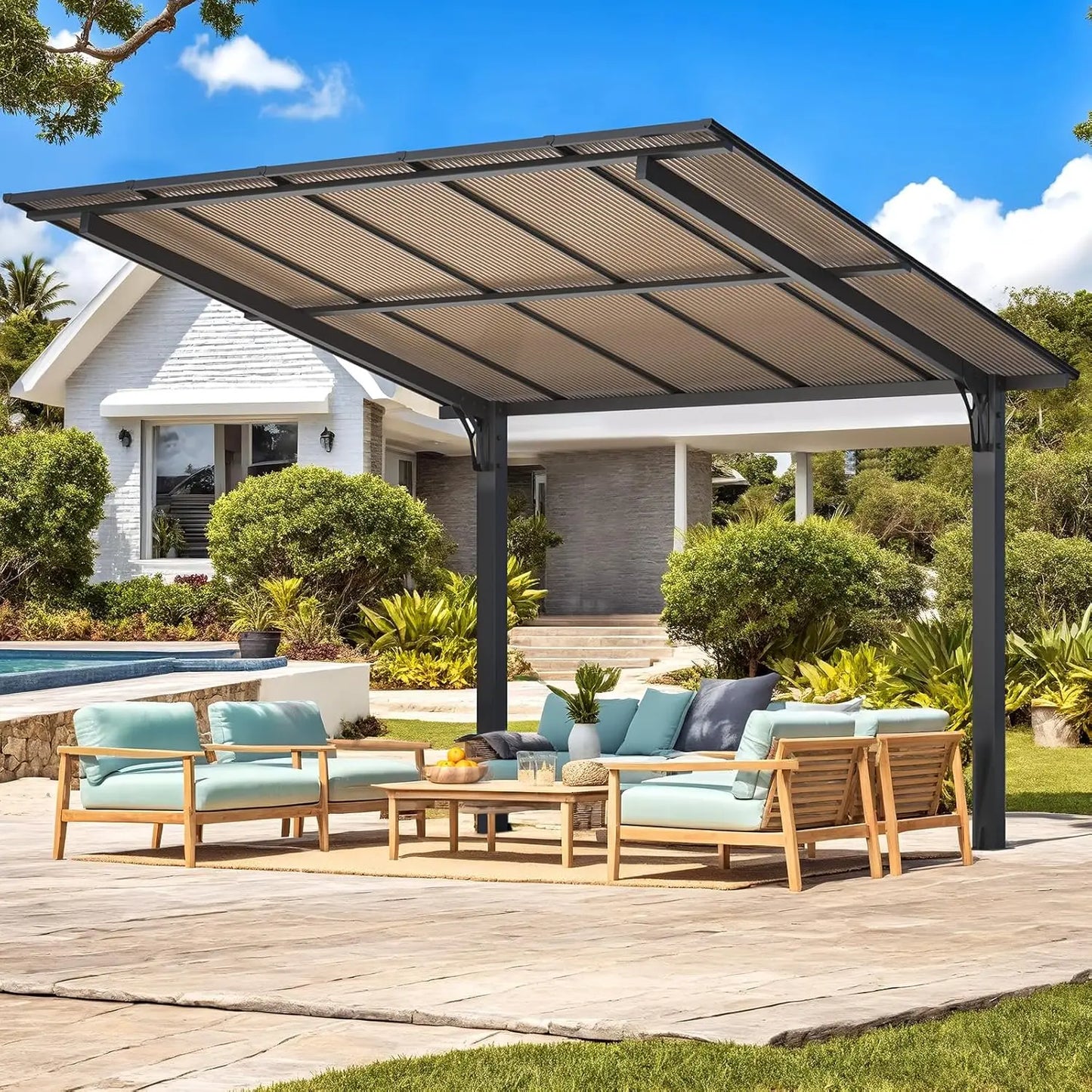 Outdoor Wood Cedar Gazebo For Patio Wall Mounted Customized