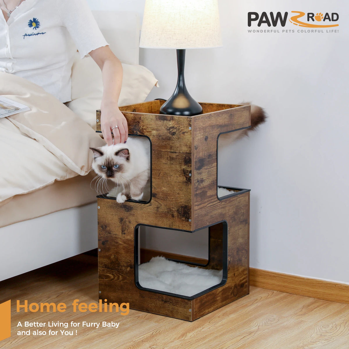 PAWZ Road Cat Condo Bed With Scratching Pad And Toys