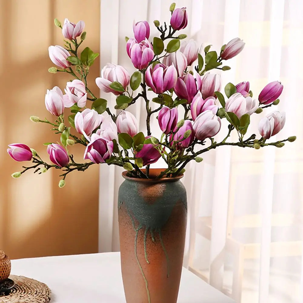 Artificial Silk Magnolia Bouquet For Wedding And Bridal Decor