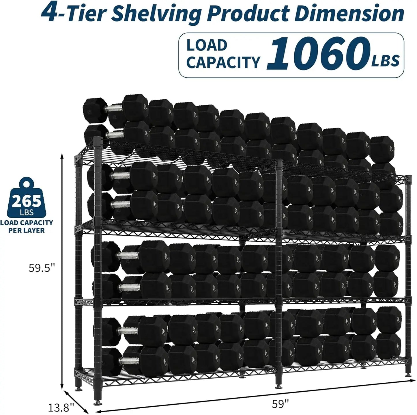 HiMISS Heavy Duty 4 Tier Metal Shelving Unit Kitchen Storage