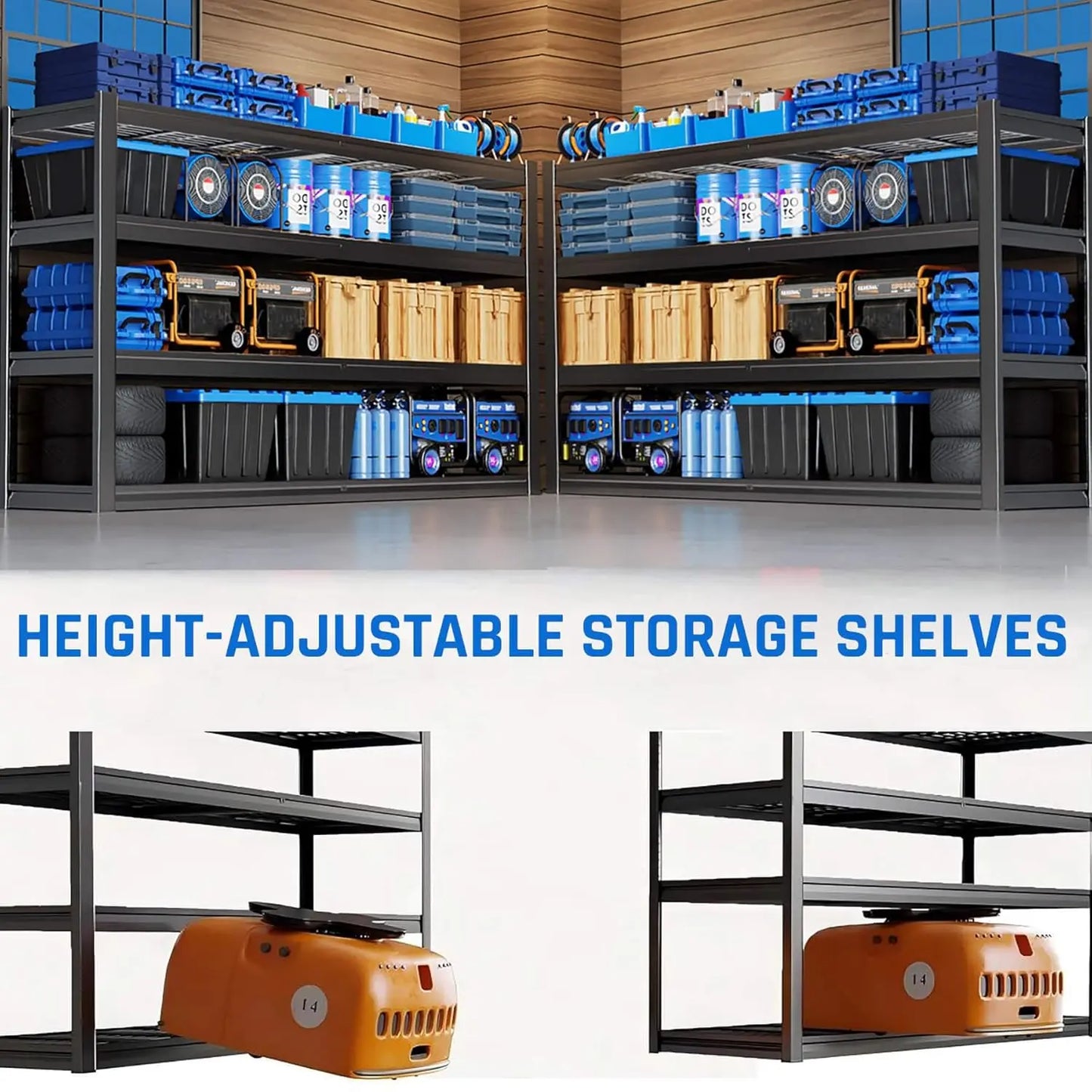 Heavy Duty Garage Shelving Unit 4 Tier Adjustable Metal Storage
