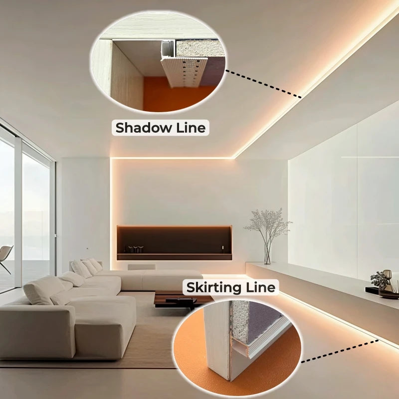 Khelse Recessed Ceiling Shadow Gap LED Aluminum Profile Channel