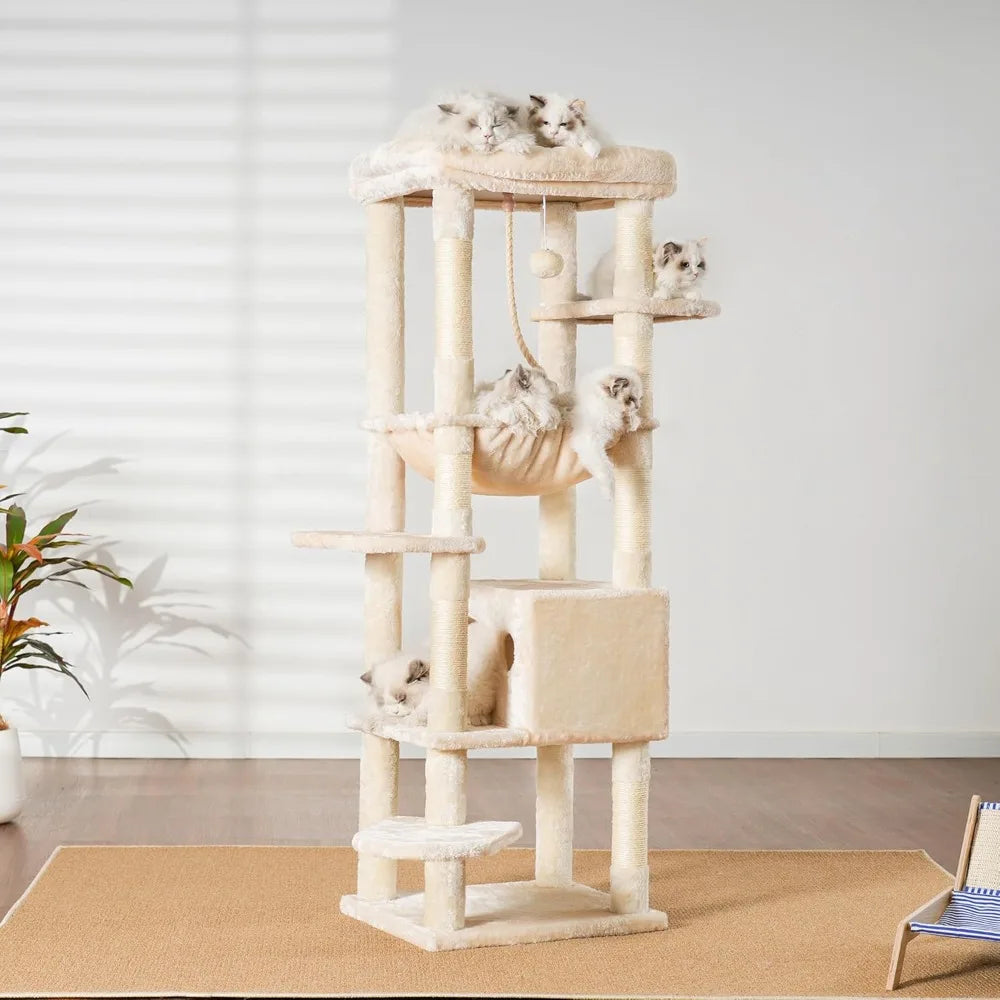 Cat Tree Indoor Multi Level Plush Condo For Indoor Cats