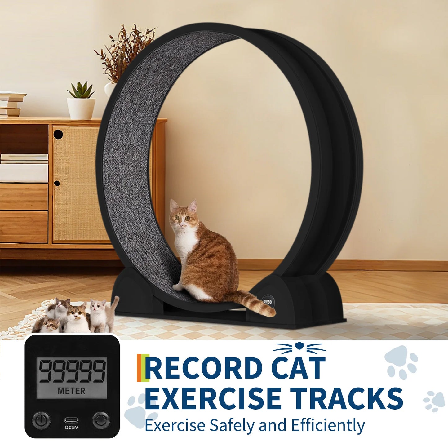HiMISS Cat Exercise Wheel Large Quiet Running Wheel With Pedometer