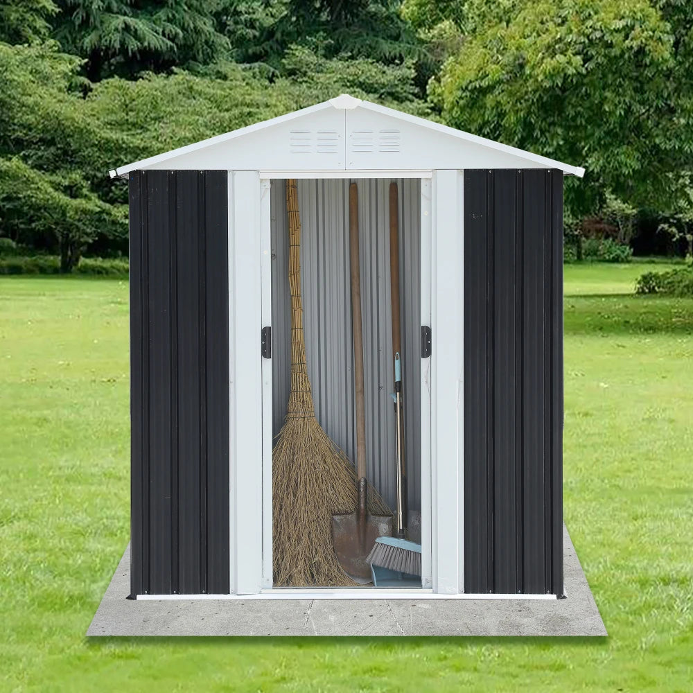 Outdoor Waterproof Garden Tool Storage Shed With Sliding Doors