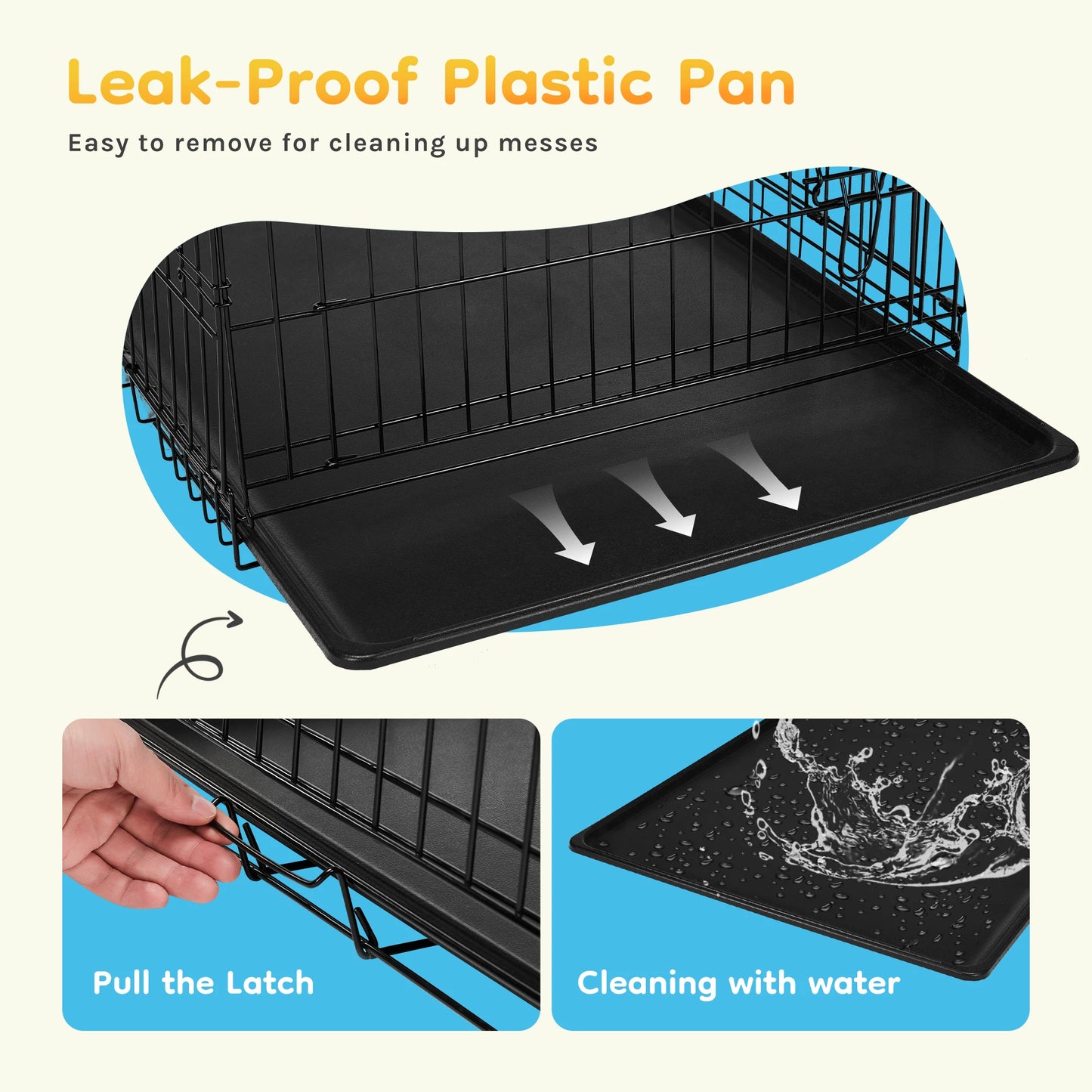 JHK Folding Metal Wire Dog Cage With Leak Proof Pan