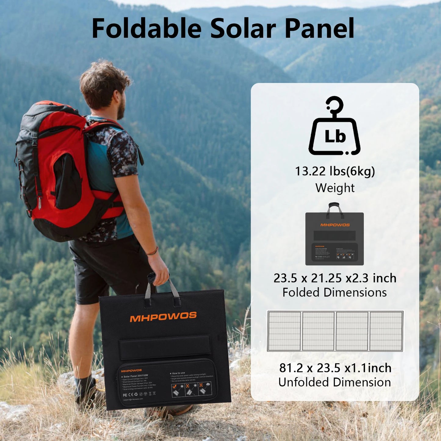 MHPOWOS Portable Solar Charger 220W Foldable Panel Kit