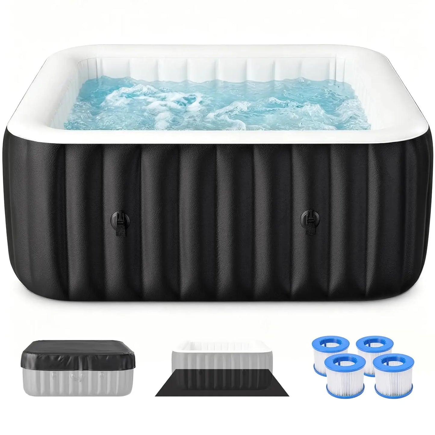 Inflatable Hot Tub Portable Square Spa With 120 Air Jets