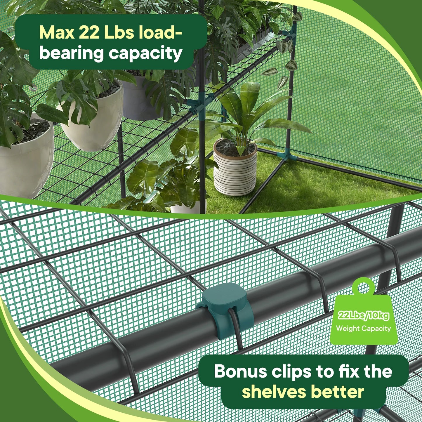 Portable Walk In Greenhouse With Screen Windows For Outdoor Plants