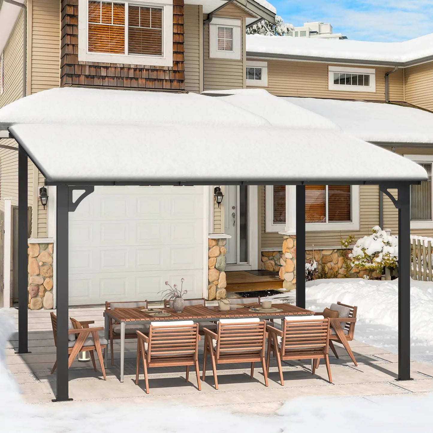 Heavy Duty Hard Top Wall Gazebo For Outdoor Patio Area