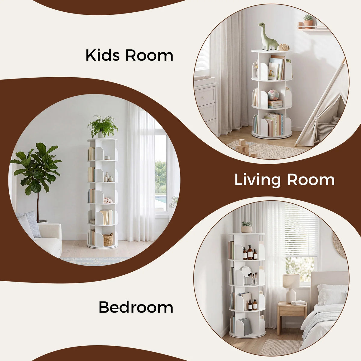 Premium Rotating Bookshelf Display Rack For Organized Home Storage
