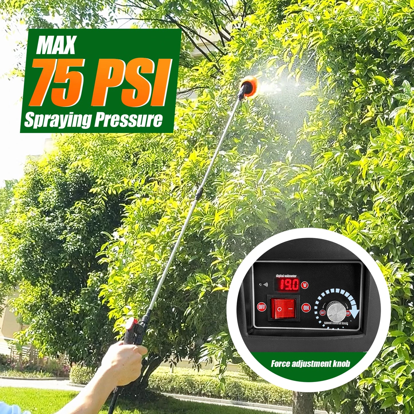Backpack Electric Sprayer 21V 100 PSI With Telescopic Wand
