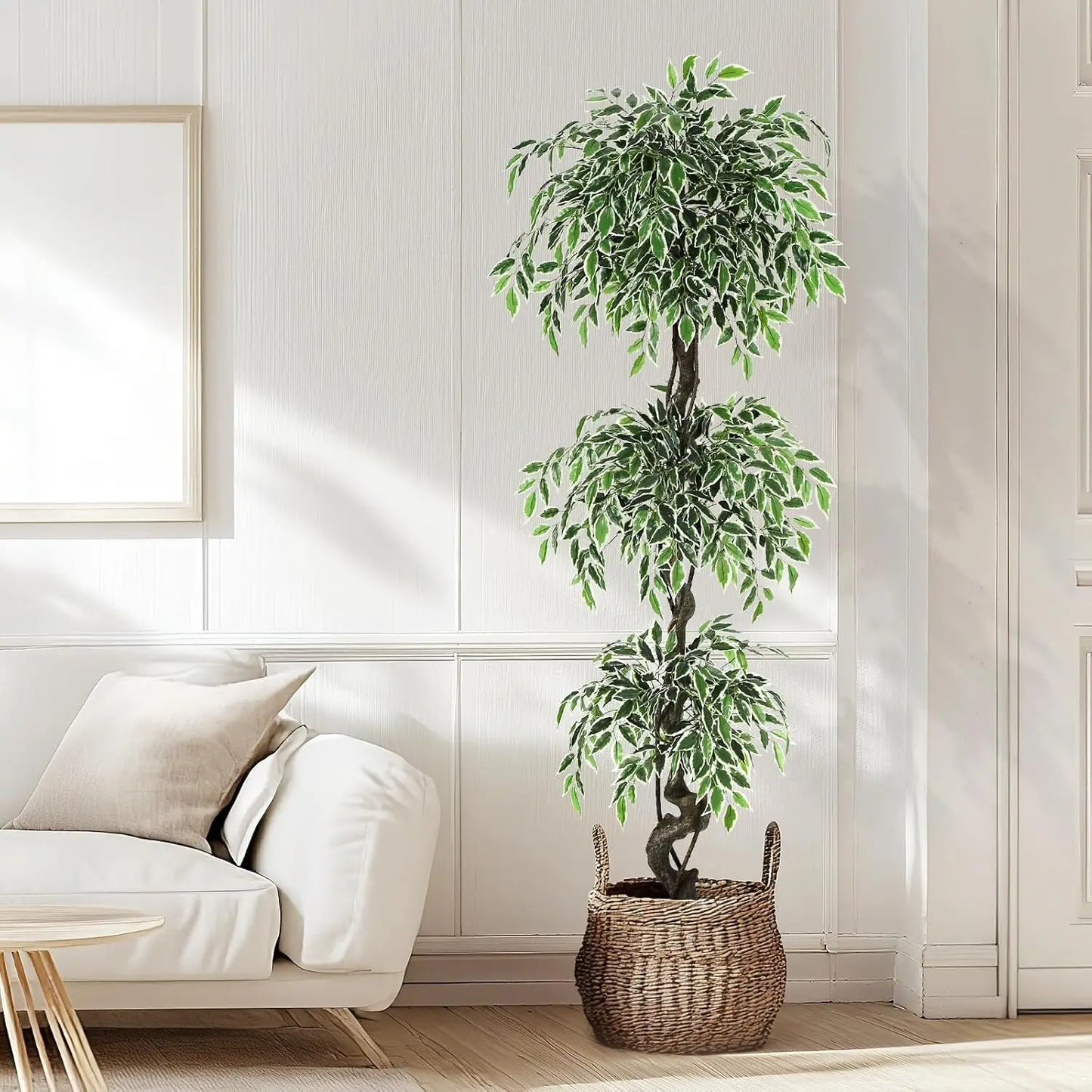 HiMISS Artificial Ficus Tree Indoor Outdoor Pebbles Moss Decor