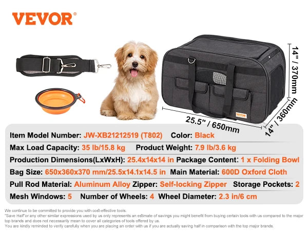 Breathable Pet Carrier Backpack With Wheels And Handle For Travel