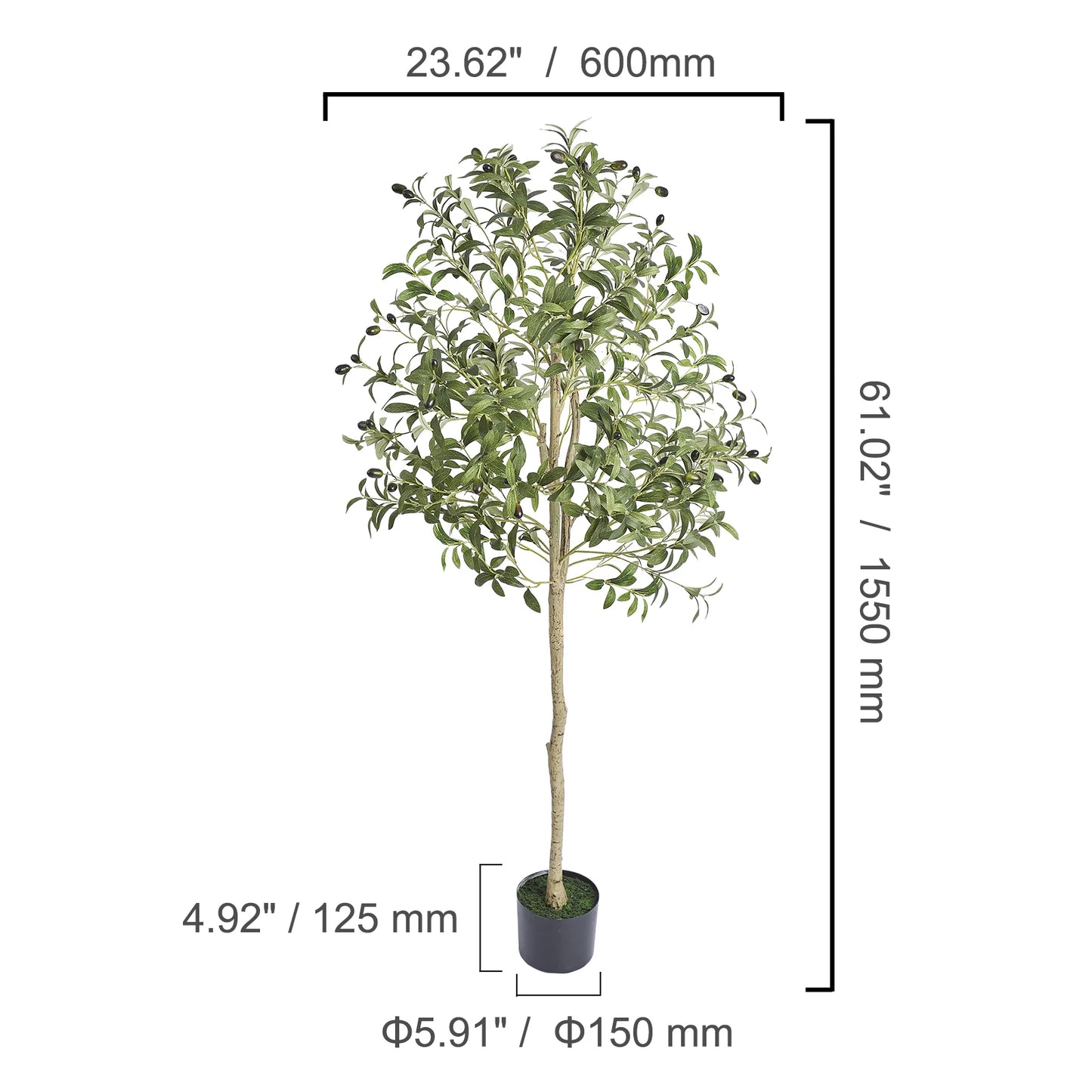 SucceBuy Artificial Olive Tree Faux Plant With Anti Tip Design