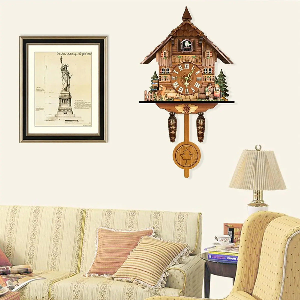 Northern European Cuckoo Wall Clock with Alarm for Home Decoration
