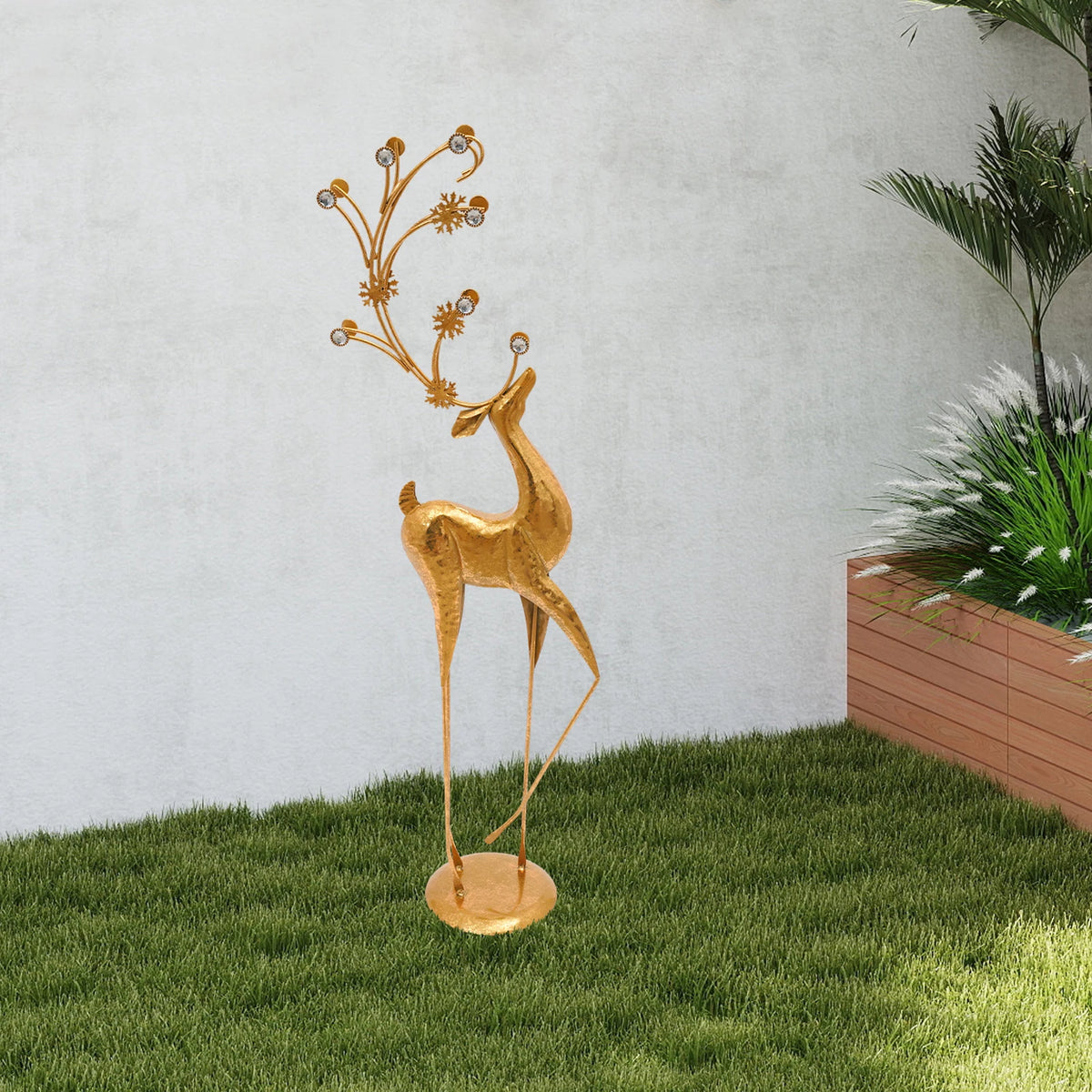 Elegant Metal Reindeer Statue For Modern Home And Office Holiday Decor