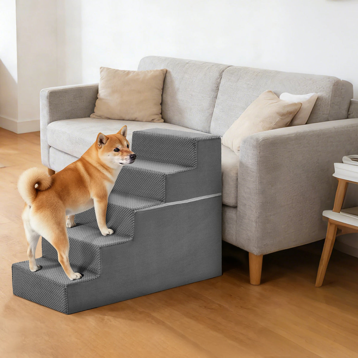 Curved Foam Dog Ramp Stairs With Non Slip Indoor Steps
