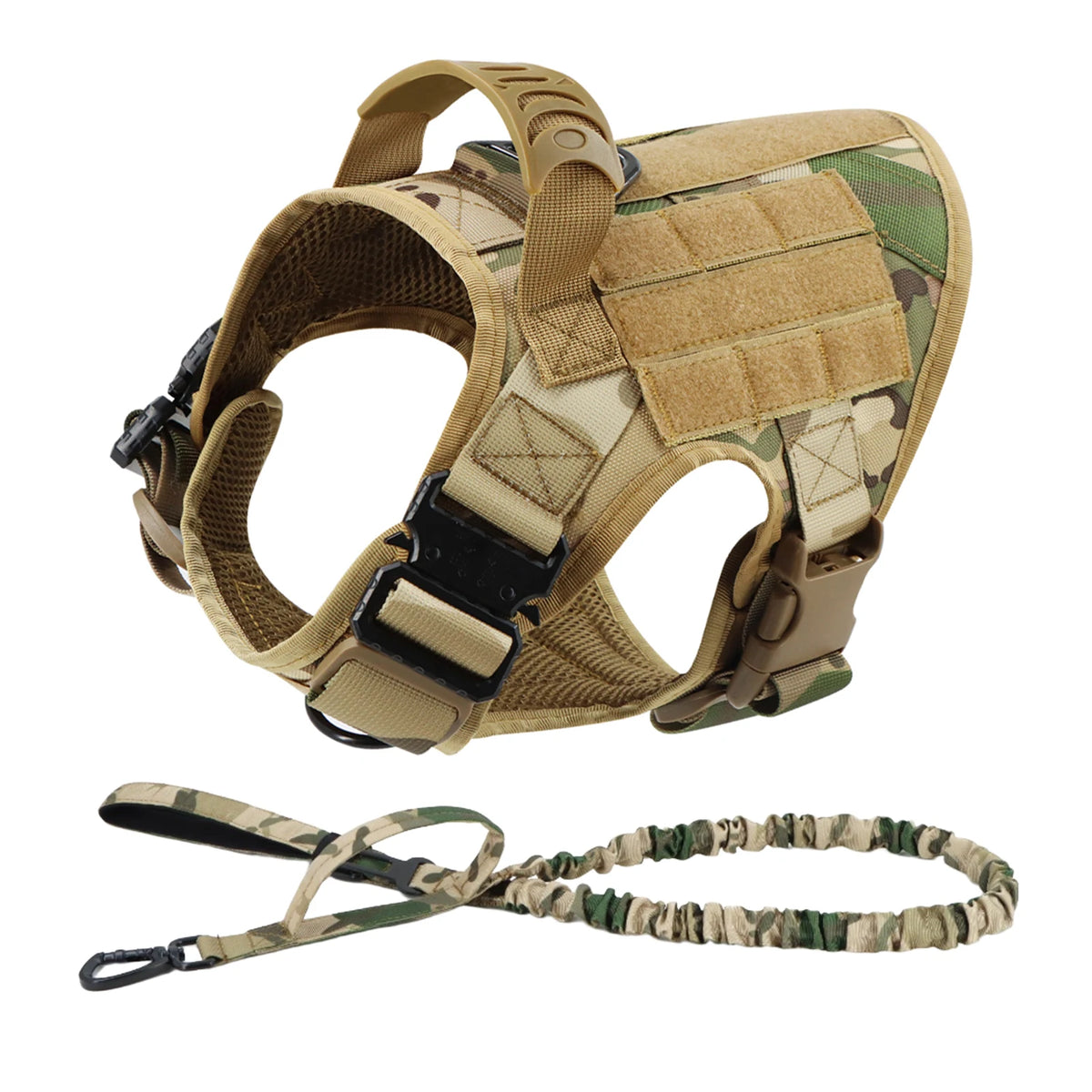 Padded Tactical Dog Harness And Leash Set For Large Dogs