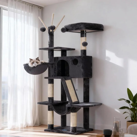 NBVCX Cat Tree Tower With Hammock Condo Scratching Posts